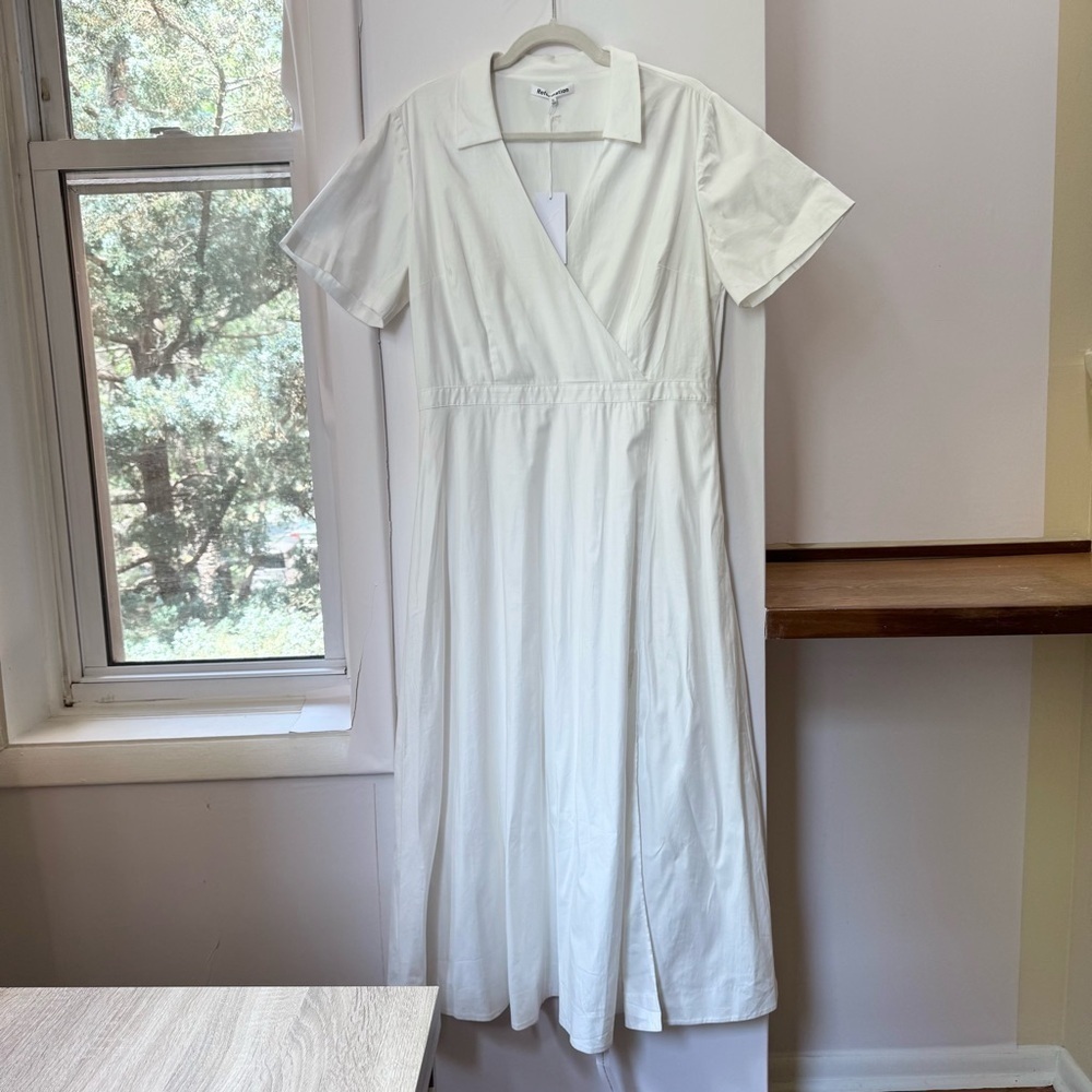 NWT Reformation Isadora Cotton Midi Dress White 12
